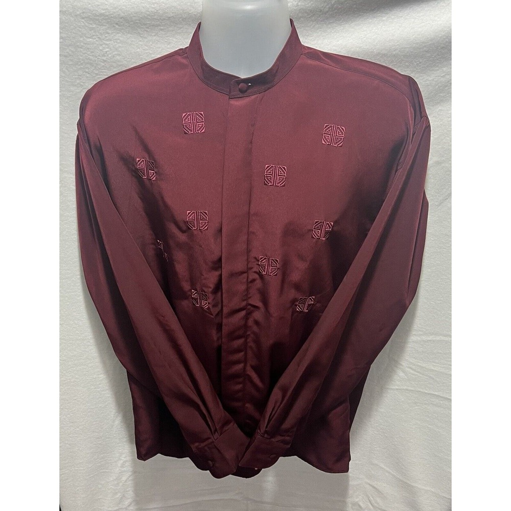 BRUTTINI Italy Hidden Button Up‎ Dress Shirt Maroon Size Med 15-15 1/2